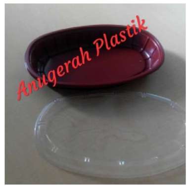 Mika Bento Polos Oval Red Black + Tutup HARGA 1 KARTON ISI 300 PCS