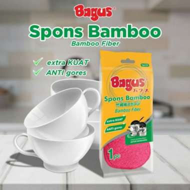 Bagus Spons Sabut Cuci Piring Bamboo Type 559 Twin Pack Pink
