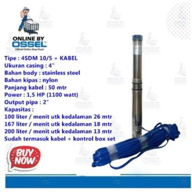 OSSEL Pompa Air Satelit 1.5 PK 4 Inci Pompa Air Celup 1.5 PK Pipa 2 Inch Submersible Pump 1.5 Hp Bod