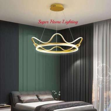 RECOMMENDED Lampu gantung modern Crown Ring LED MODEL MAHKOTA (3 warna cahaya)