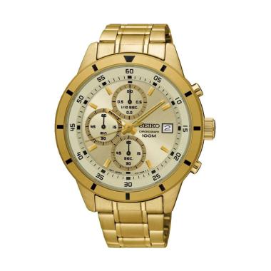 Seiko Chronograph Sport Stainless Steel Jam Tangan Pria [SKS561-563-566P1] Gold