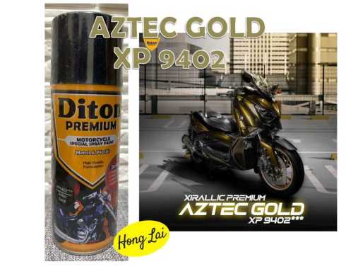 Cat Pilox Semprot Diton Premium XP 9402 Xirallic Aztec Gold 400cc Warna Emas Sepeda Motor Mobil Velg