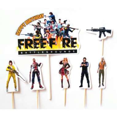 satu set cake topper toper hiasan kue ulang tahun karakter free fire freefire FREE FIRE mix