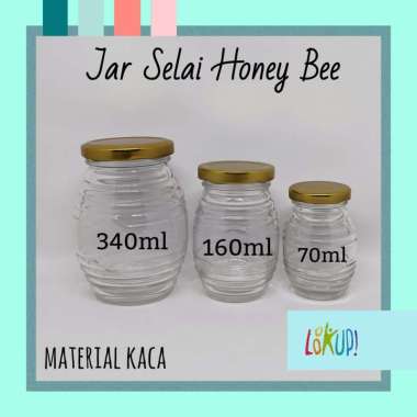 BOTOL KACA BENING/ Glass Jar Botol / Toples Kaca/Toples Selai Jam / Sambal / Jar Madu / Bulat 340ml