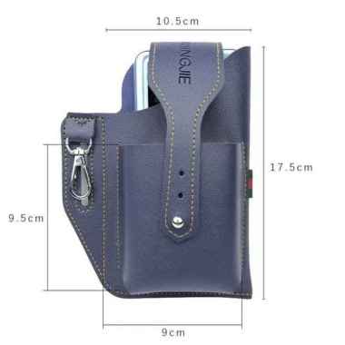 SARUNG DOMPET HP Pinggang PRIA Kulit Asli 100% OSSHP01 NAVY