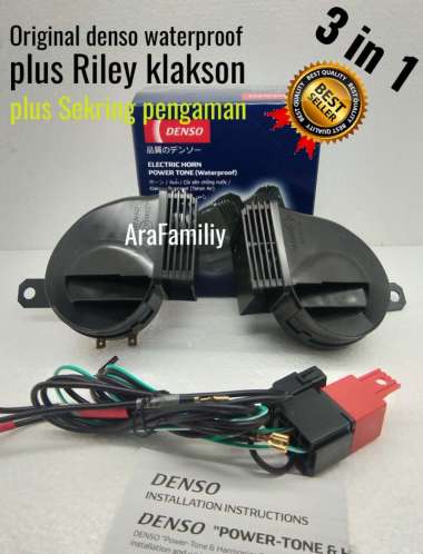 Klakson denso waterproof plus cabel relay set plus sekring untuk mobil dan motor pcx new nmax xmax