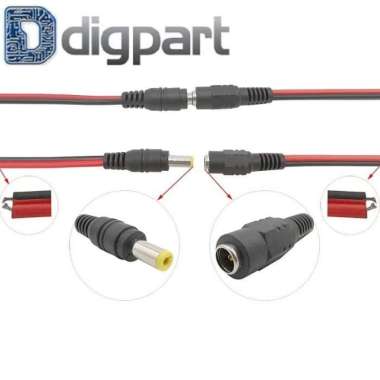 Kabel DC 12V 5A Power Pigtail 30CM Male Female CCTV Power Adapter female