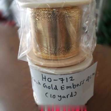 Hiasan Dekorasi Natal Ornamen Pita Kain Gold Emas Emboss Roll Sedang