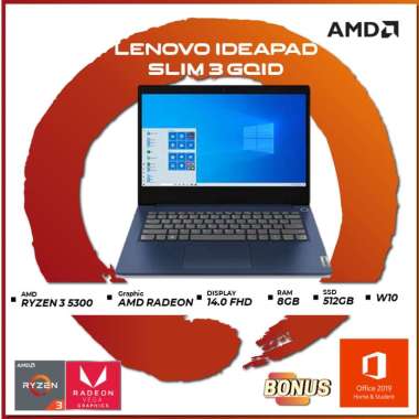 harga LENOVO IDEAPAD SLIM 3 - RYZEN 3 5300 8GB 512SSD VEGA6 W10 OHS 14.0FHD Abyss Blue Blibli.com