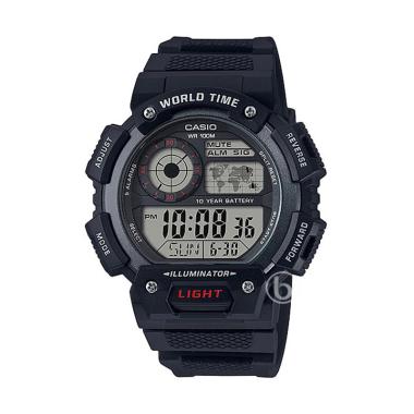 CASIO Illuminator Jam Tangan Pria [AE-1400WH-1A/ Original] Black Grey