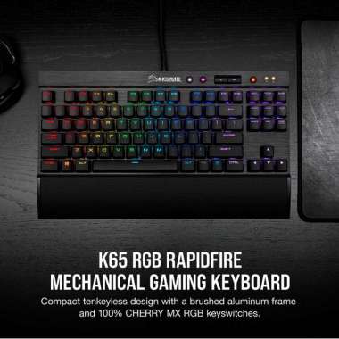 Corsair K65 RGB RapidFire TKL - Mechanical Gaming Keyboard - Red Switch