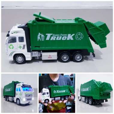 Diecast Truk Sampah Alloy Besar Baterai - Miniatur Mobil Truck Batre