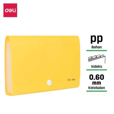 Deli Dompet plastik A6 map uang map nota map giro Expanding File Kuning