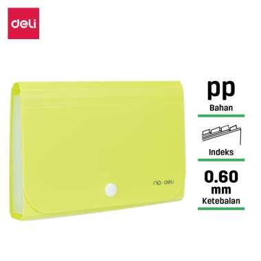 Deli Dompet plastik A6 map uang map nota map giro Expanding File Hijau