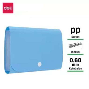 Deli Dompet plastik A6 map uang map nota map giro Expanding File Biru