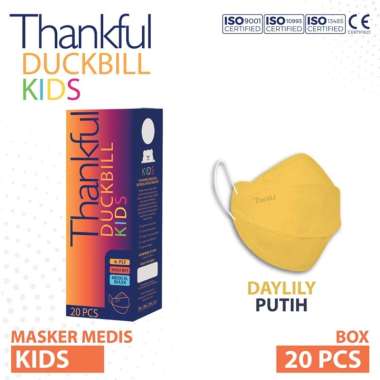 THANKFUL Duckbill Kids Earloop Medical Face Mask - Daylili White