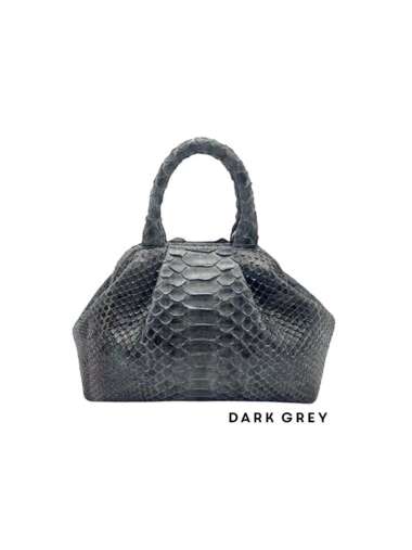 Handbag-Tas Kulit Ular Asli-Moza Dark Grey