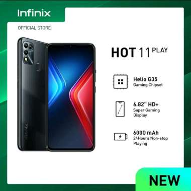 Infinix HOT 11 Play [3/32GB] RAM 3GB ROM 32GB -GARANSI RESMI Polar Black