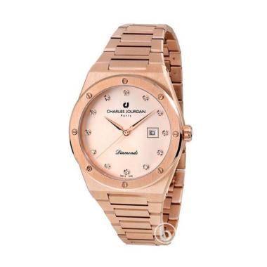 Charles Jourdan Patron Genuine Diamond Jam Tangan Pria [CJ1096] Rose Gold