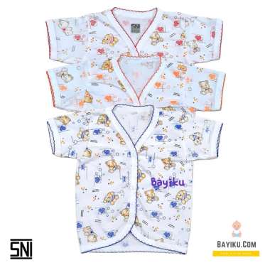 FIYELI [3 pcs] Baju Bayi Perempuan Laki 0-6 Bulan Newborn Baru Lahir Pendek Piko Full Print SNI 0-6 