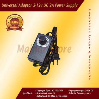 Universal Adaptor 3-12v DC 2A Power Supply Adjustable