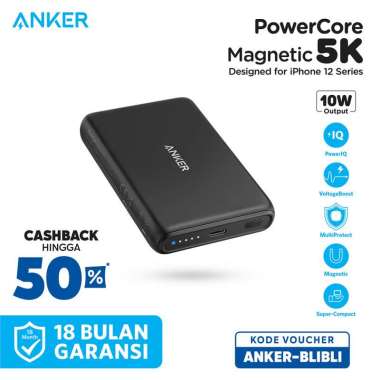 Powerbank Anker Powercore Magnetic 5K - A1619 Hitam