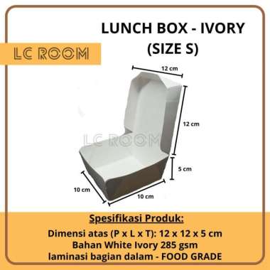 Paper Lunch Box Ivory Kotak Kemasan Food Grade Box Putih S 10X10X5