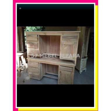 Meja kerja kantor jati - meja guru laci kayu jati mentahan