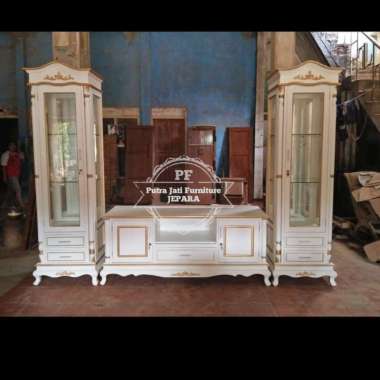 Furniture Mebel Jati Jepara Bufet Lemari Hias Ruang Tamu Kayu Jati