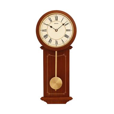 Seiko QXC213B Wooden Pendulum Jam Dinding [52 cm/ Original] brown gold