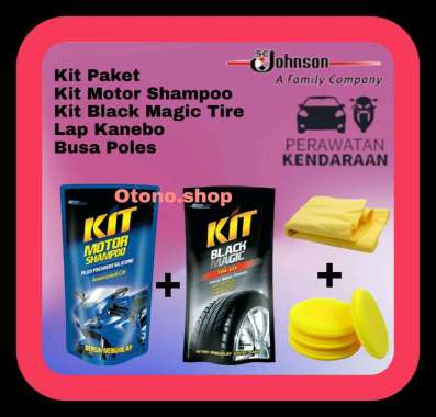 Kit Perawatan Motor, Kit Motor Shampoo, Kit Black Magic Tire, Lap Kanebo, Busa Poles