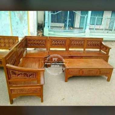 Meuble Jati Asli Jepara Kursi Sudut Jati Ukir Jepara - Harga Promo