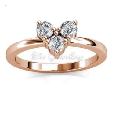 Troika Ring - Cincin Crystal by Her Jewellery - Rose Gold 8