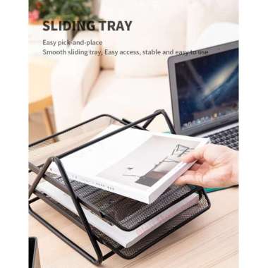 Rak dokumen 2 susun Rak file DELI Rak kertas Letter tray File tray besi