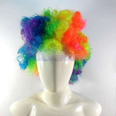 Wig Rambut Palsu Kribo Badut Clown Rainbow Warna Warni Colorful