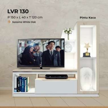 Meja TV Rak TV Lemari TV Minimalis Lunar LVR 130 Pintu Kaca 100 % ORIGINAL Multicolor
