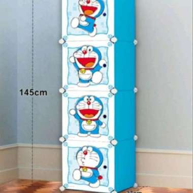 lemari plastik portable 4pintu doraemon