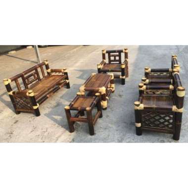 meja kursi bambu ikat rotan