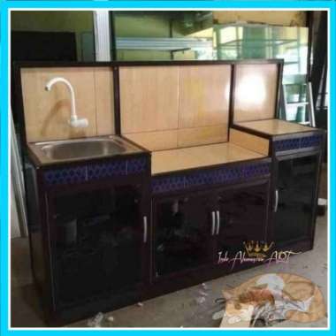 Wastafel / Lemari Dapur / Rak Piring Kaca Bahan Alumunium