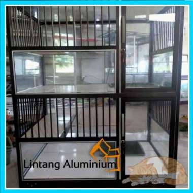 Kandang Kucing Aluminium / Minimalis Kaca