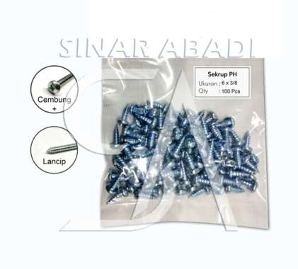 SEKRUP PH 6 x 3/8 - SKRUP PH 6x3/8 BAUT TAPPING ISI 100 PCS