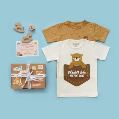 Kamikadomu - Baju Anak 2pcs TENCEL™ T-Shirt Holiday Package Emico x Nine Months Later Size M