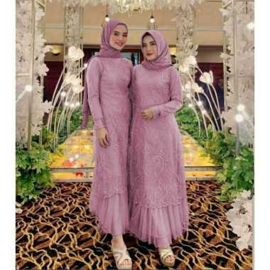 BMJ SABRINA SARIMBIT Maxi Gamis Wanita Kebaya Brukat Brokat Jumbo Standar STANDAR Pink
