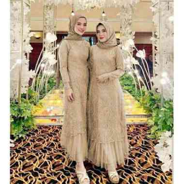 BMJ SABRINA SARIMBIT Maxi Gamis Wanita Kebaya Brukat Brokat Jumbo Standar JUMBO latte