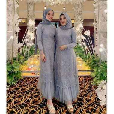 BMJ SABRINA SARIMBIT Maxi Gamis Wanita Kebaya Brukat Brokat Jumbo Standar JUMBO Grey /Go