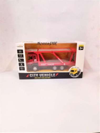 Diecast Miniauto City Vehicle Trailer Merah