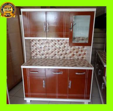 lemari piring kayu 3 pintu minimalis