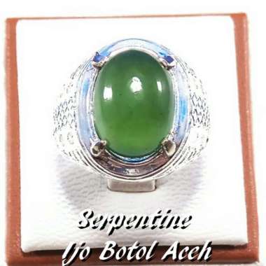 CINCIN BATU AKIK NATURAL SERPENTINE IJO BOTOL ACEH HIJAU MANTAP PALING MURAH RING 9