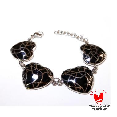 VeE Titanium Batu Giok Love Gelang Terapi Kesehatan Wanita hitam