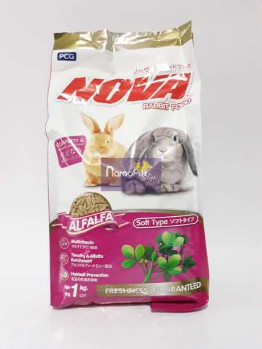Makanan Kelinci Premium Nova Rabbit alfalfa dan mixed berries 1kg alfalfa